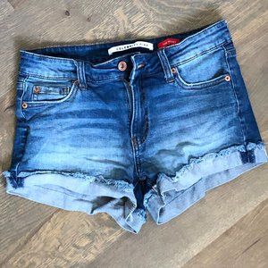 Celebrity Pink Flipped Frayed Hem "The Honey" Mid Rise Denim Shorts Size 26